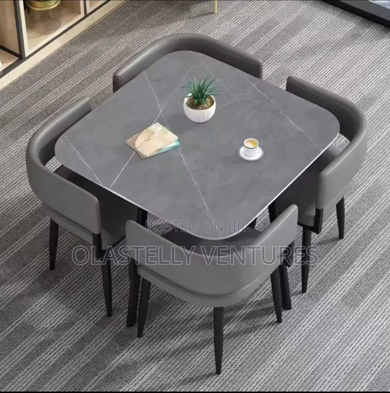 Modern Stone Dining Table and Chairs Set 4 Tw