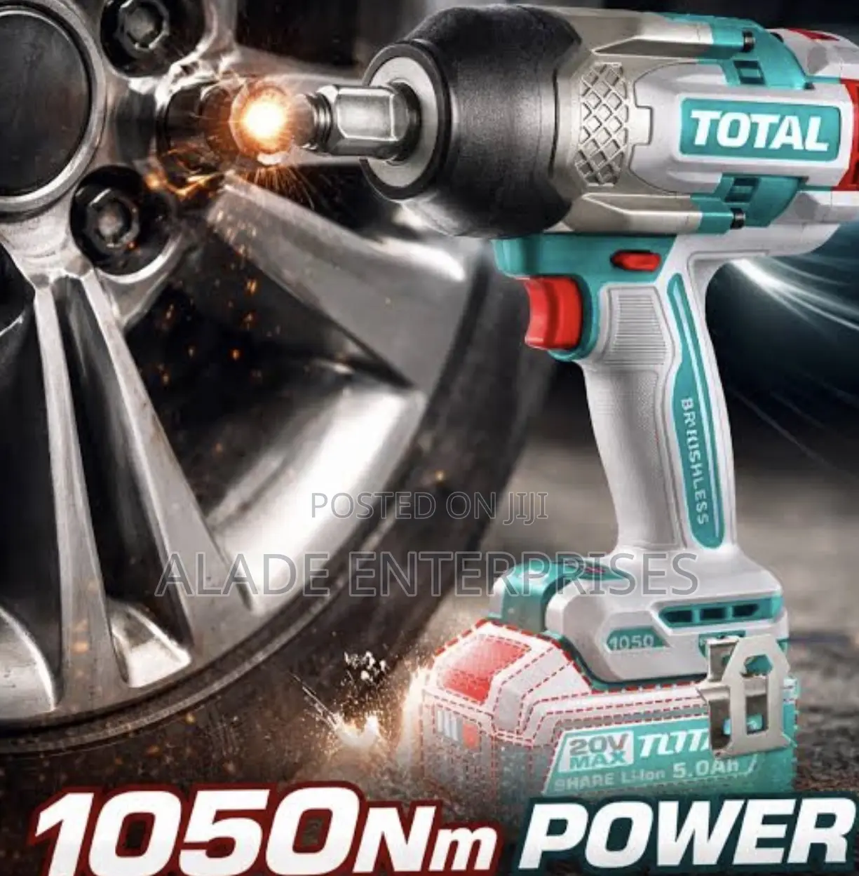 Total 20v Cordless Impact Wrench 3/4′′ Brushless – 1050n 5.0ah Battery