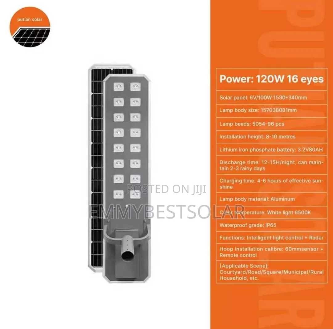 120w 16eyes Putain Solar Street Light