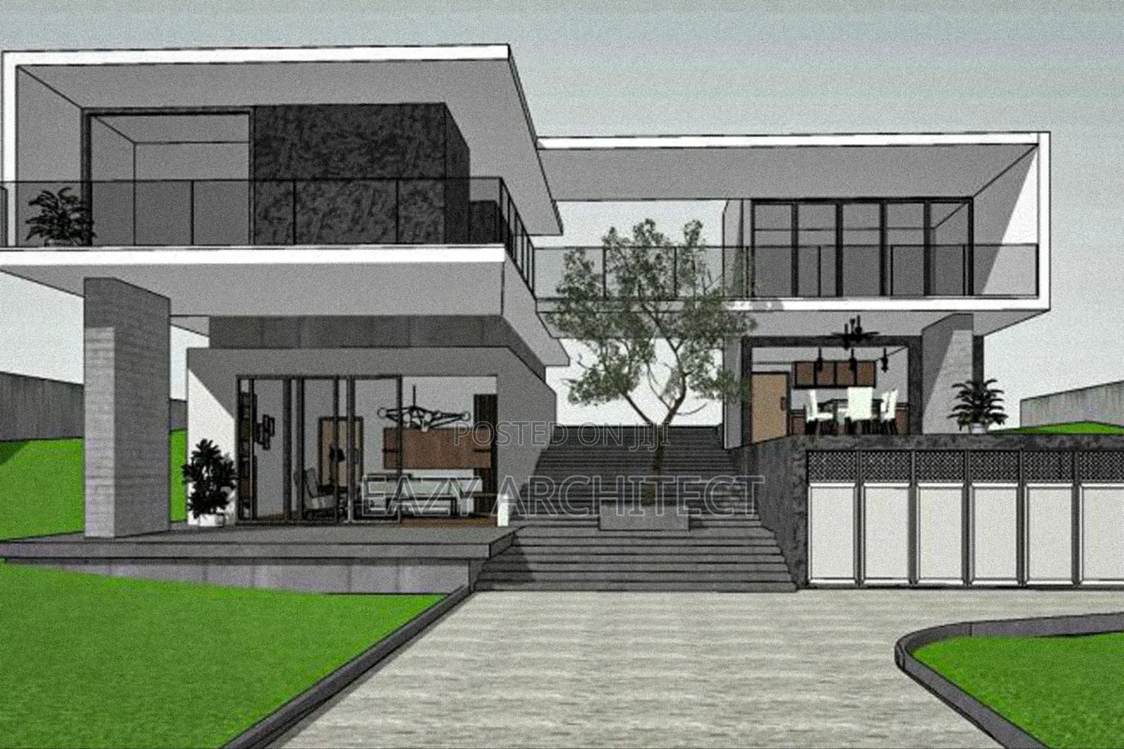 Architectural Design, Complex Building And 3d Rendering