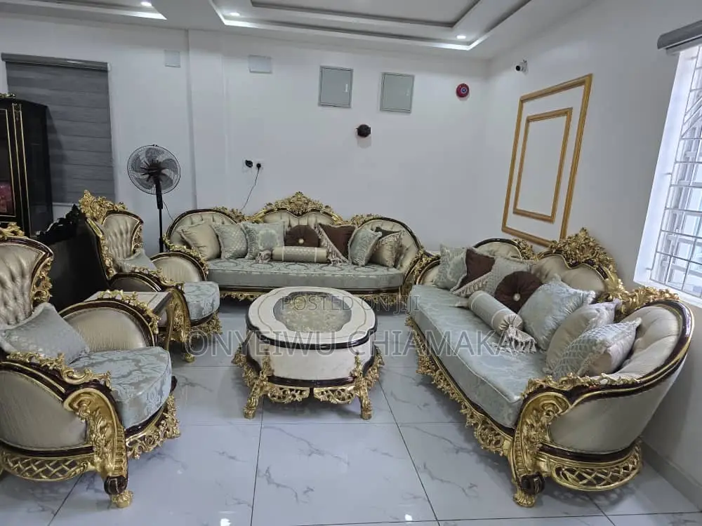 Luxury Royal Gold Upholstered Sofa Set