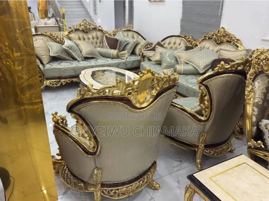 Luxury Royal Gold Upholstered Sofa Set