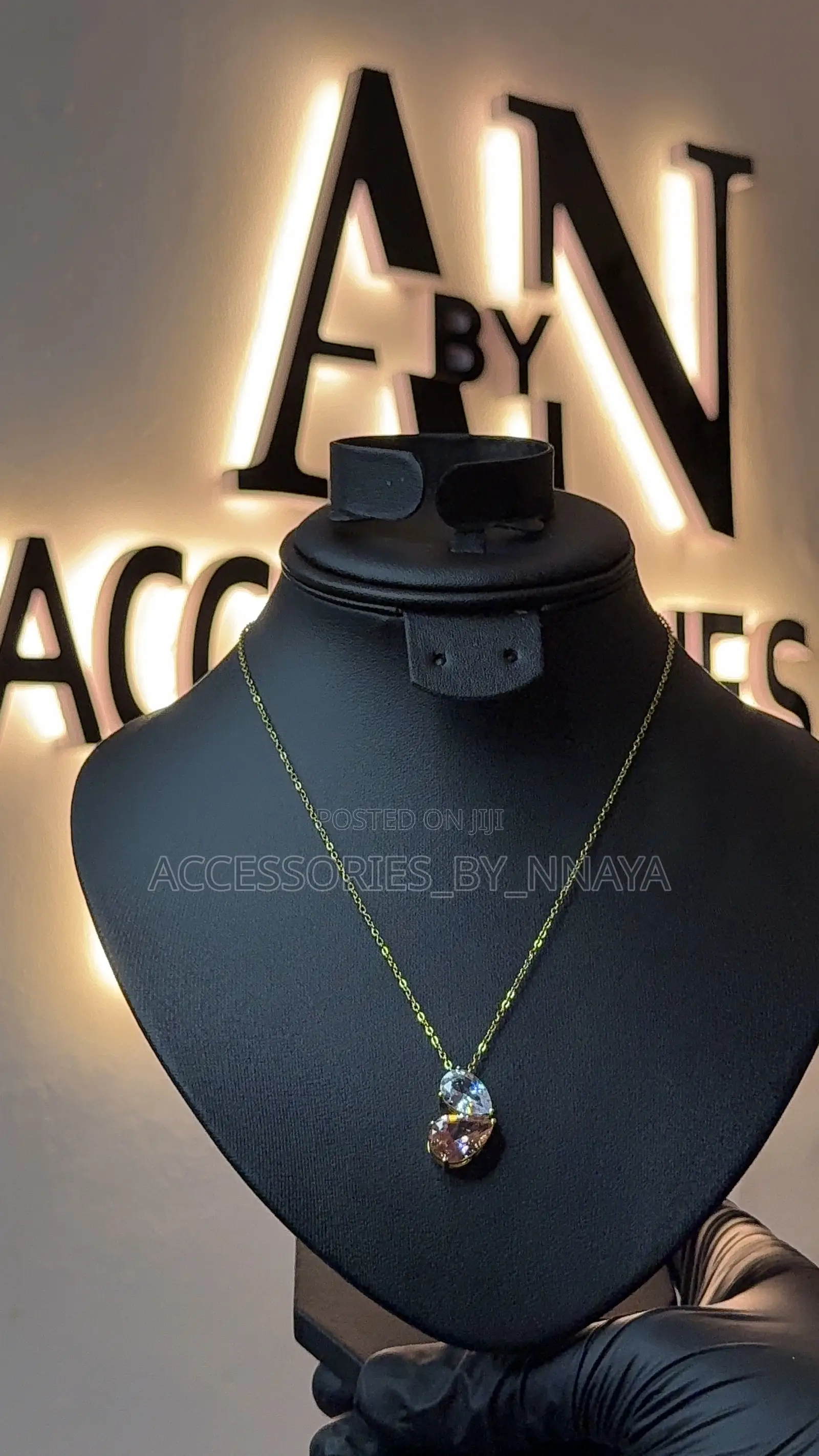 Gold Double Heart Pendant Necklace