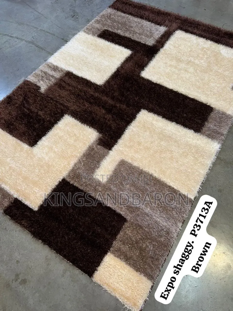 4x6ft Black, Gray and White Shaggy Center Rug