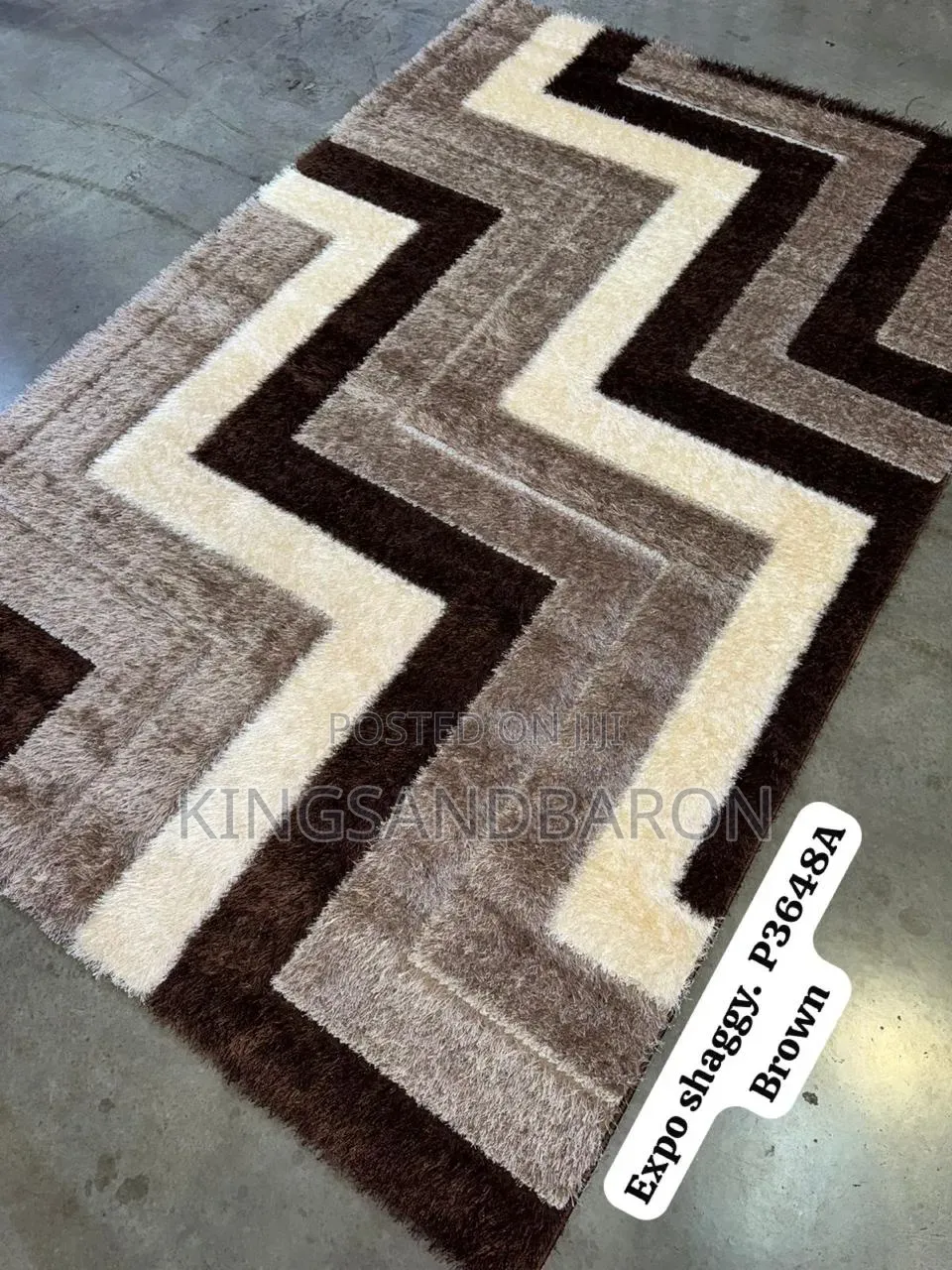 4x6ft Black, Gray and White Shaggy Center Rug