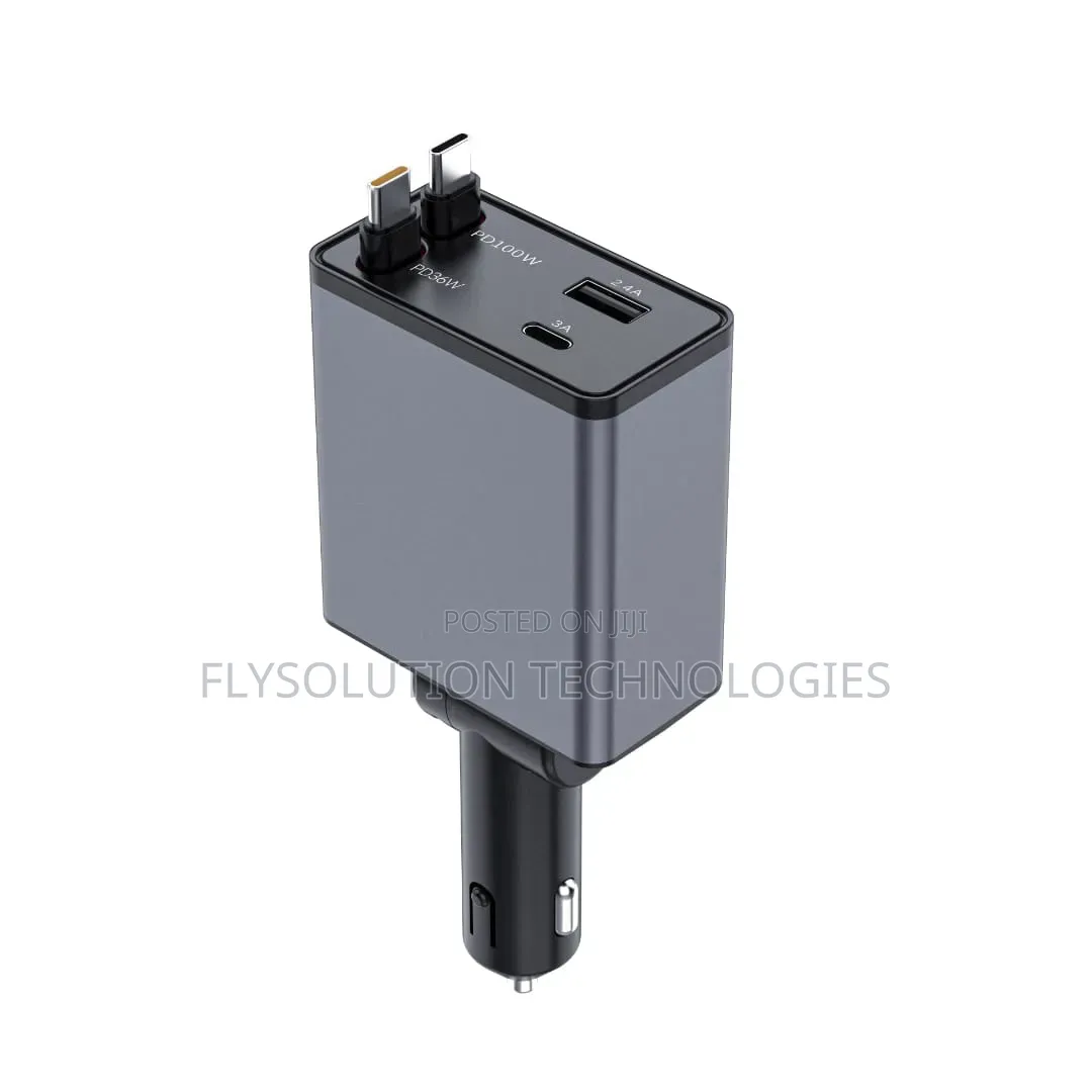 120w Car Charger With Integrated Cables and Pd Fast Charging