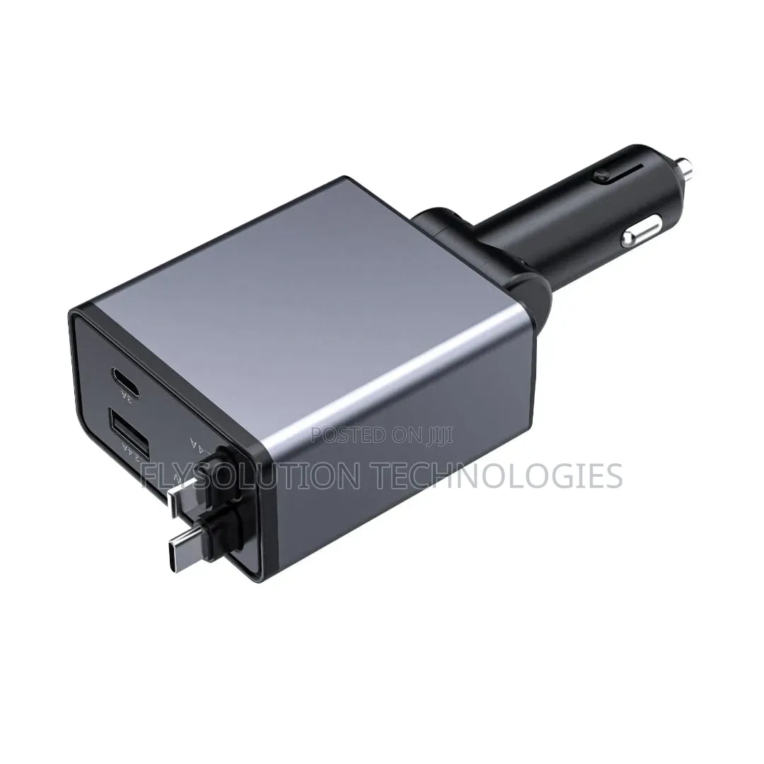 120w Car Charger With Integrated Cables and Pd Fast Charging