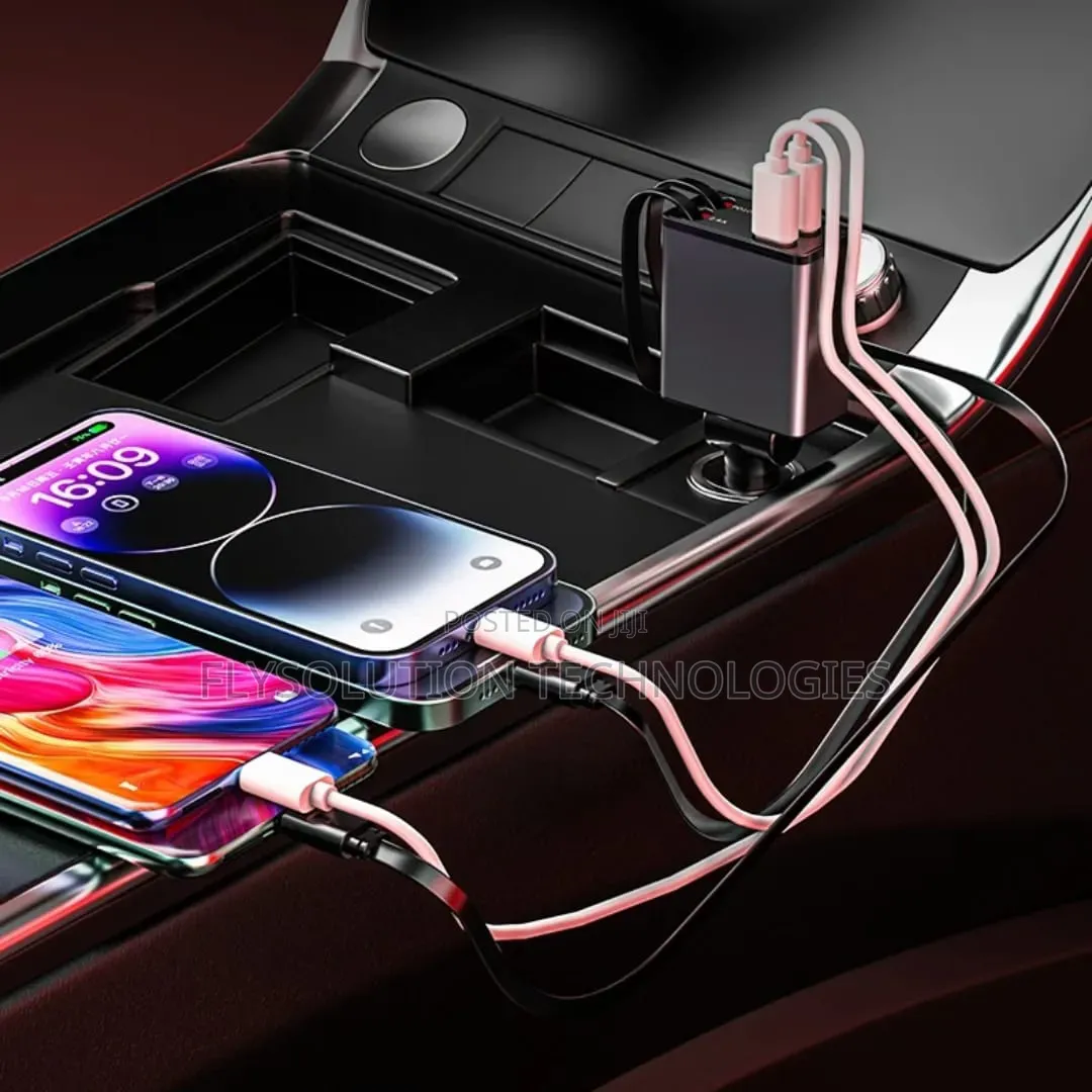 120w Car Charger With Integrated Cables and Pd Fast Charging
