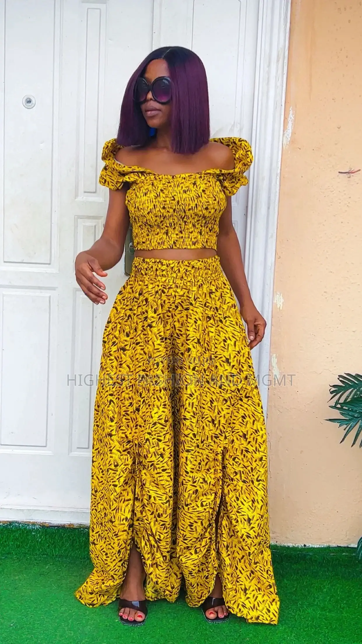 Off Shoulder Crop Top and Palazzo Trouser - Style 448
