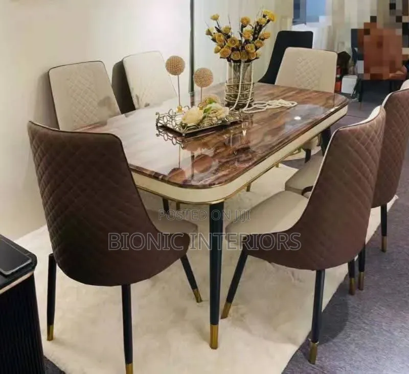 Marble Dining Table Set for 6
