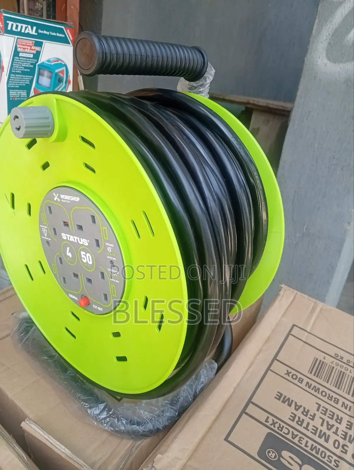 Extension Cable 4mm, 13amp 50 Meters 4 Socket Metal Frame Cable Real