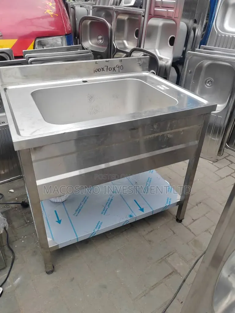 Commercial-Grade Free-Standing Stainless Steel Utility Sink 100cmx70cm
