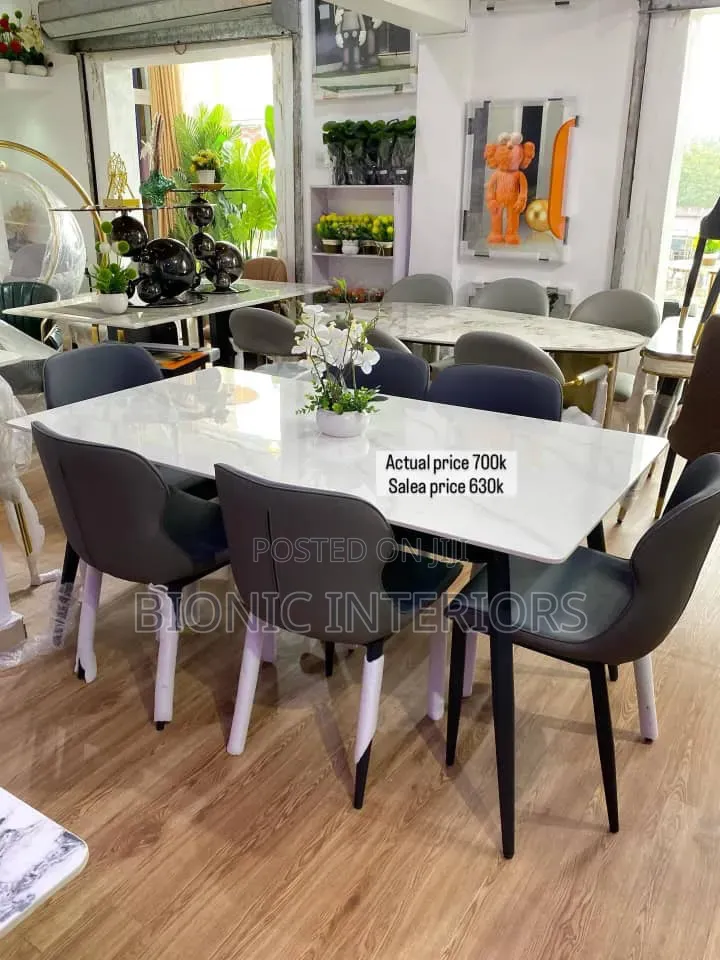 High Quality Imported Marble Dining Table Set With 6 Seaters