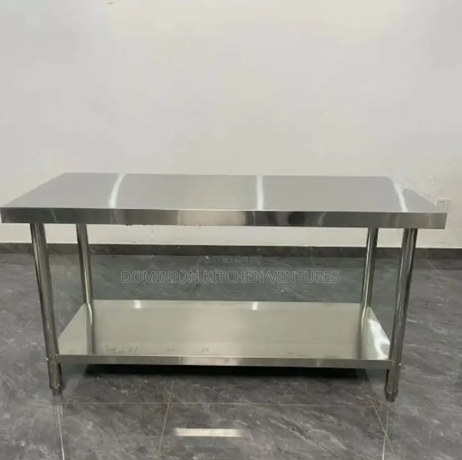 Work Table With a Lower Storage Shelf.