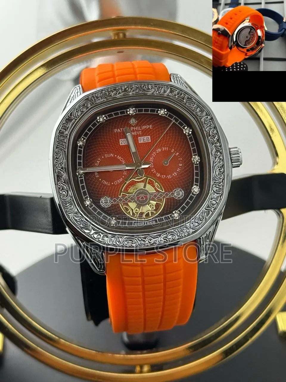 Patek Philippe Rubber Strap Watches Transparent Back