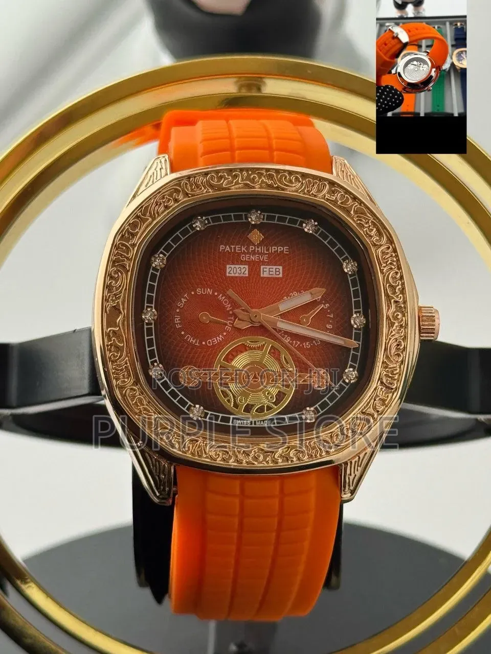 Patek Philippe Rubber Strap Watches Transparent Back