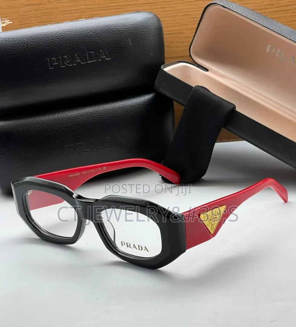 Thick High End Style Glasses Black Acetate Frame, Gold Logo Detail