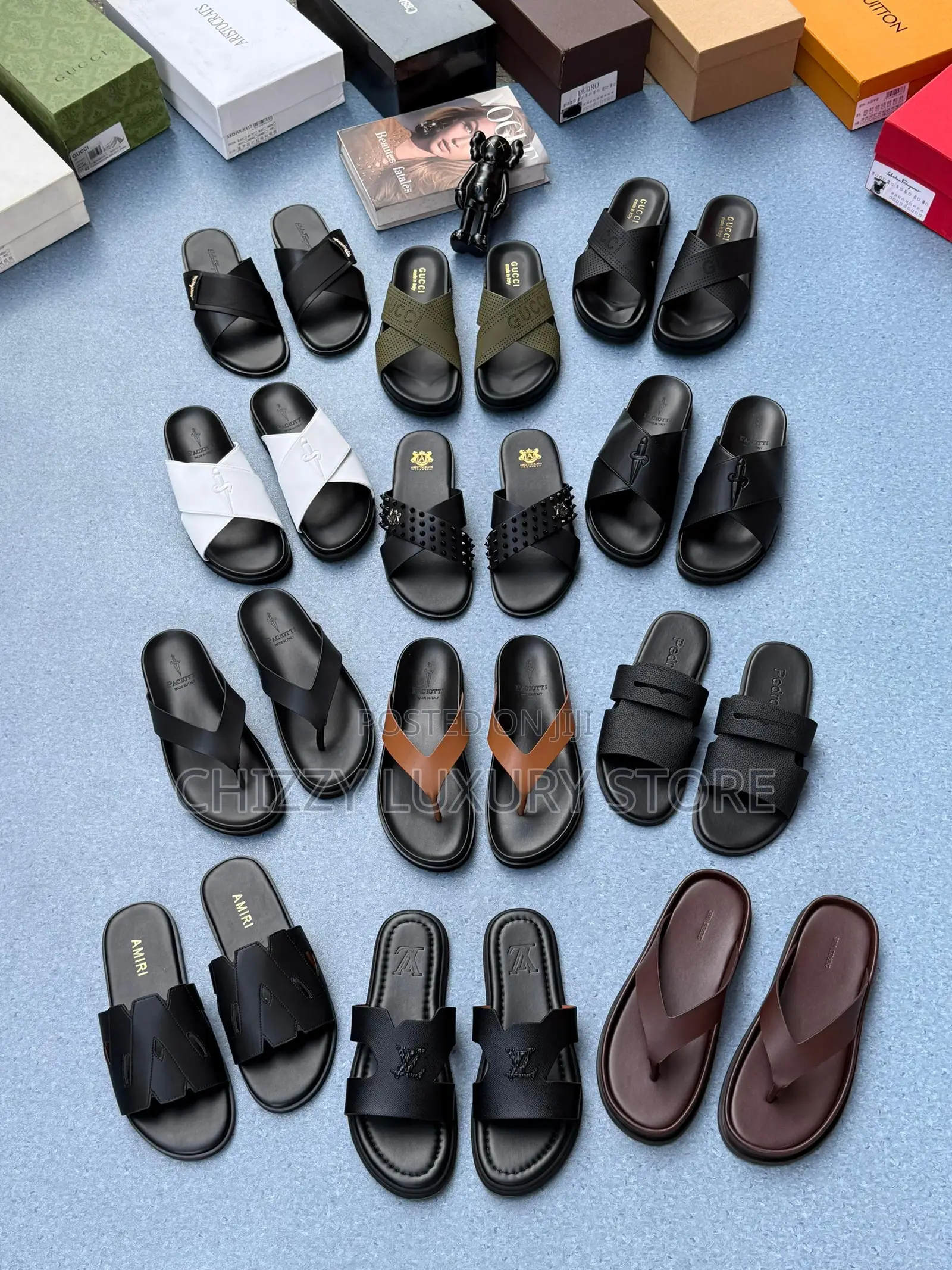 Amiri Quality Luxury Men Genuine Leather Pams