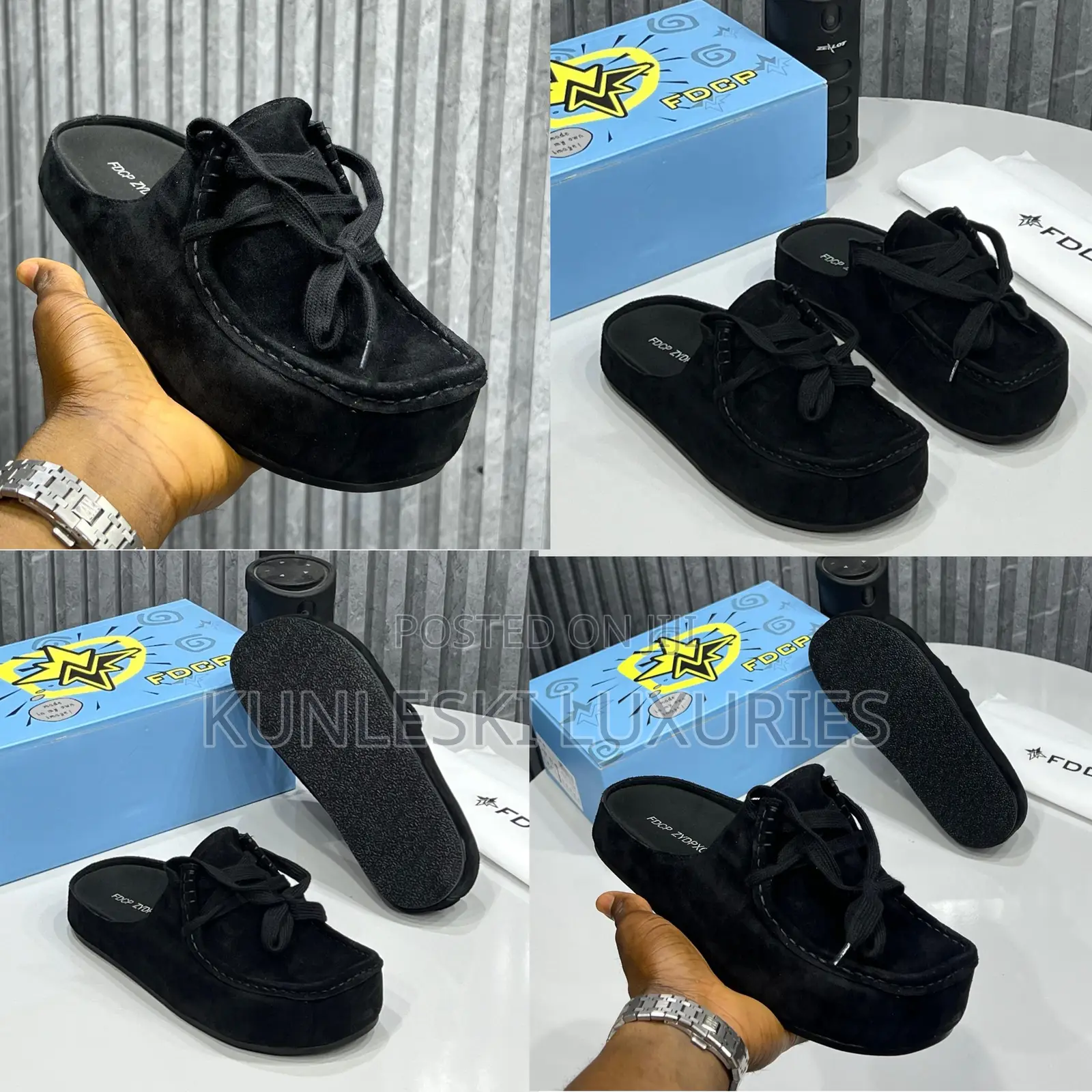 Original FDCP Suede Lace Up Mules