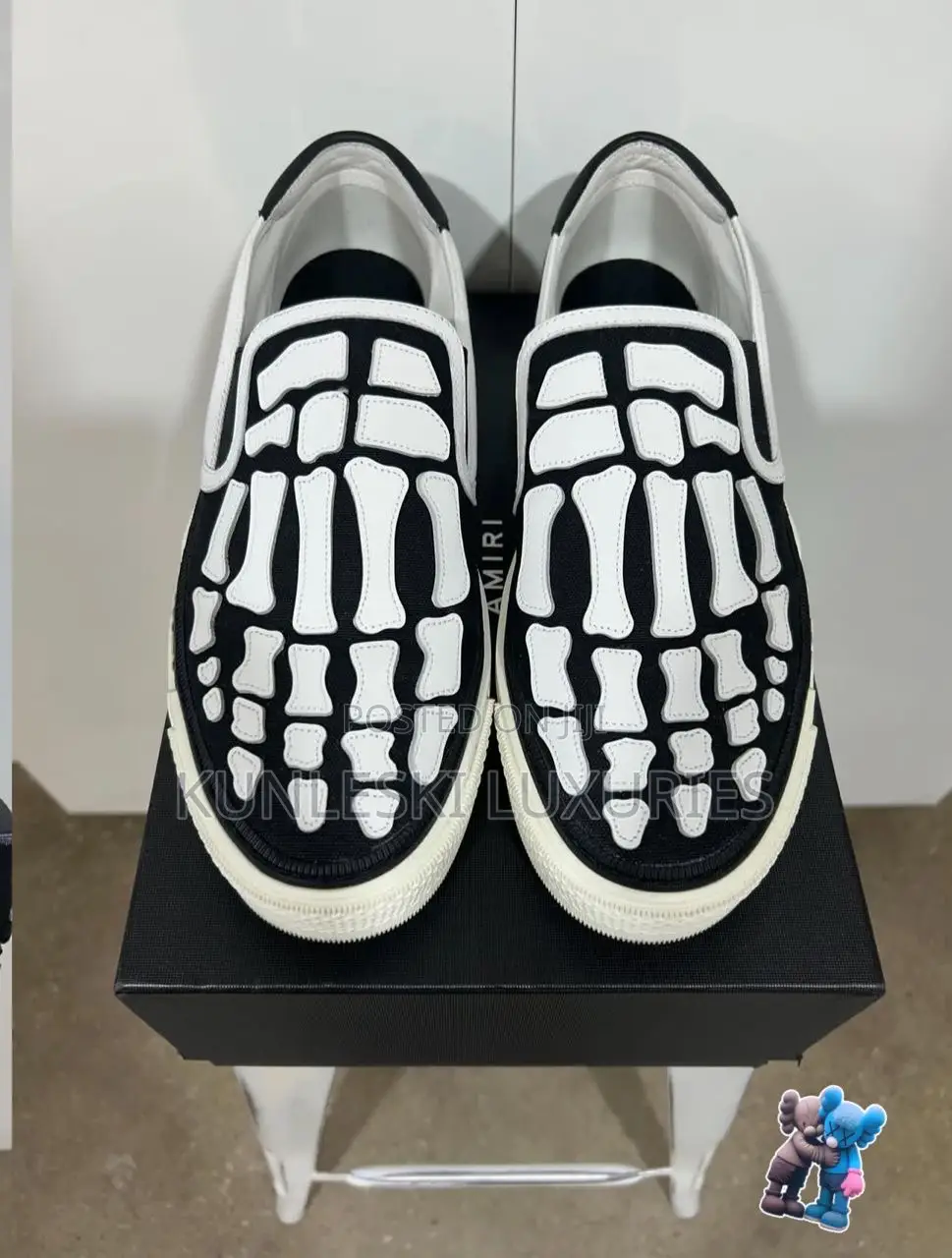 Original Amiri Skel Top Slip on White / Black Sneakers