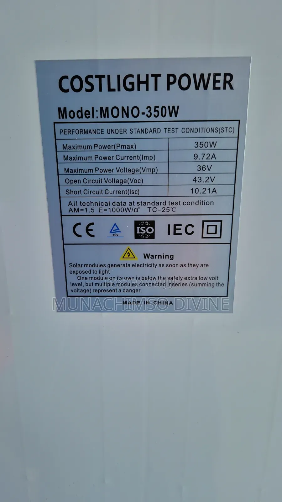 350watts Monocrystalline Solar Panel