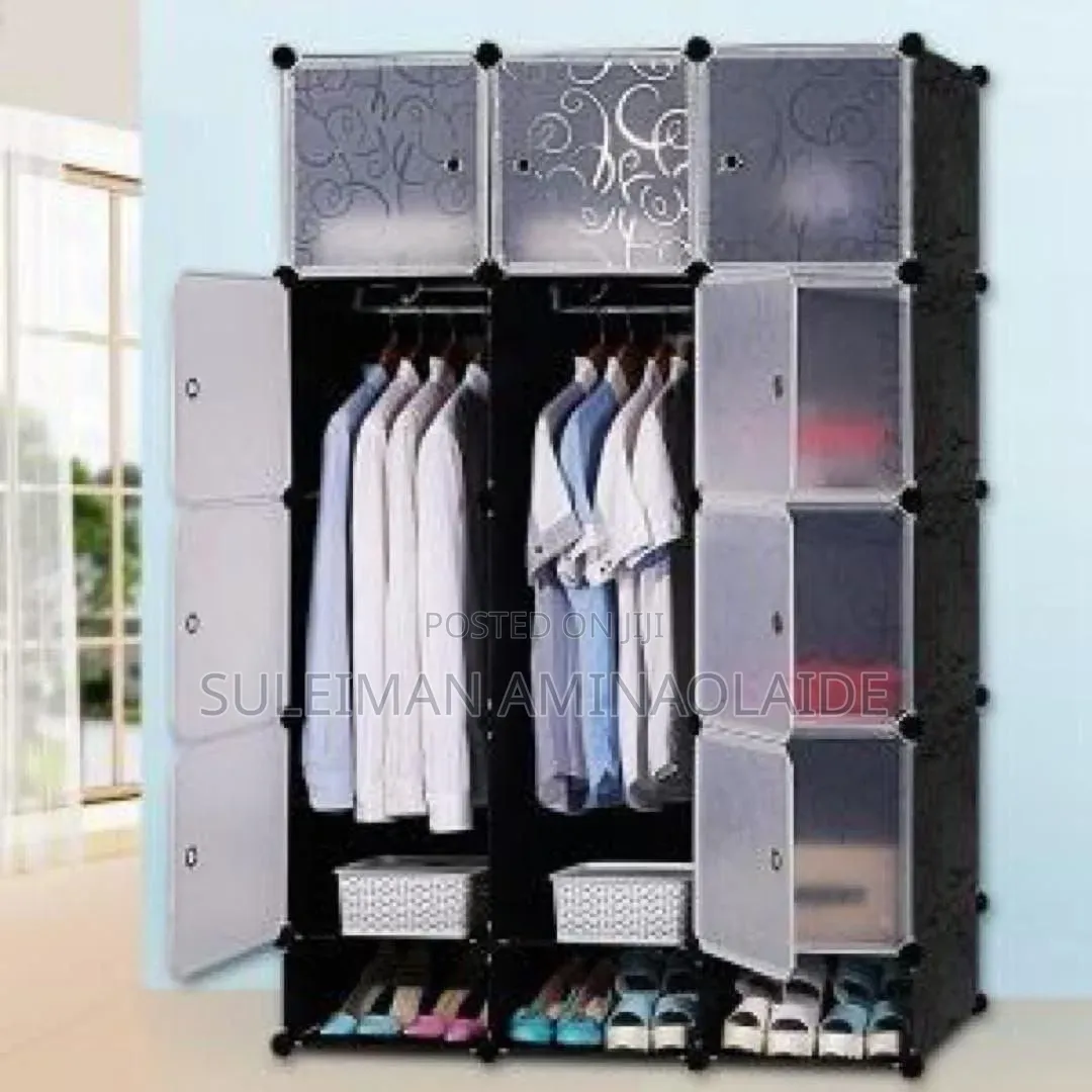 3pertition Quality Plastic Wardrobes Black Cube Storage Organizer