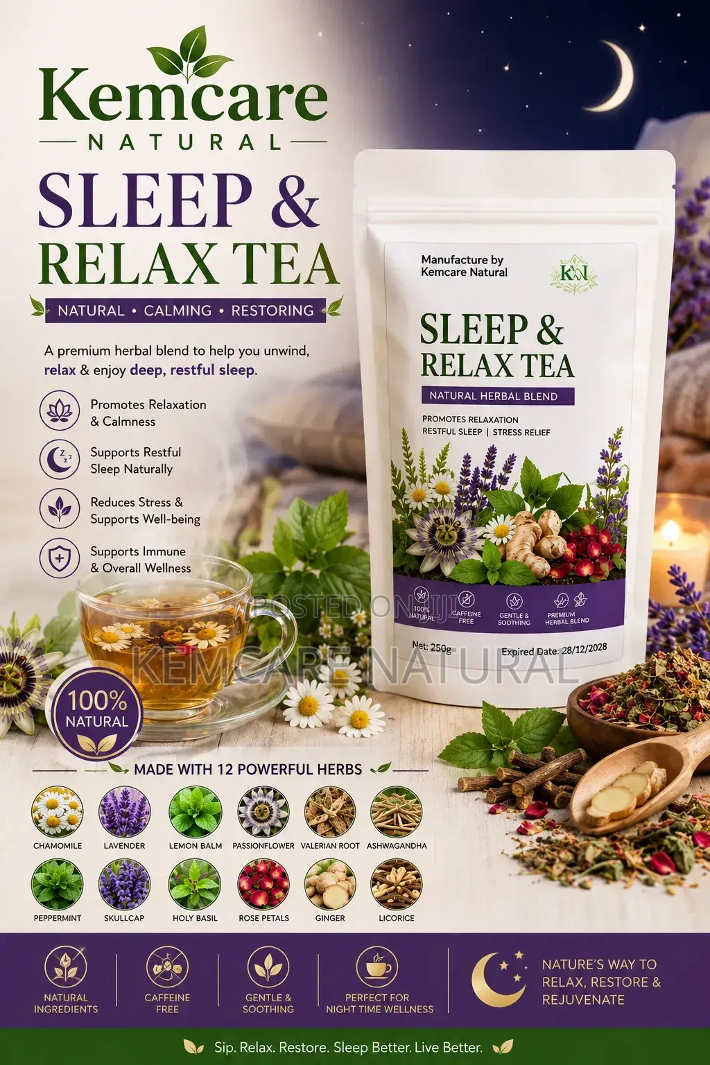 Support Deep Sleep Night Calmness Sweet Sleep Tea Kemcare Natural