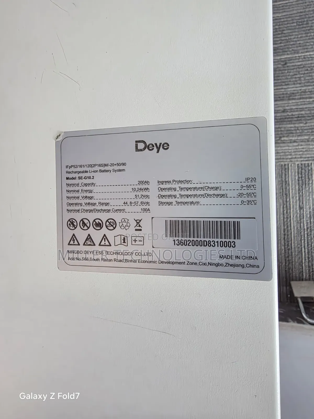 Deye Lithium Battery 10kwh 48v