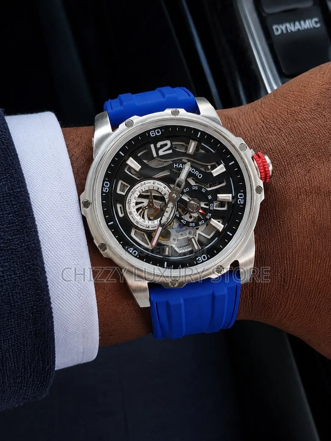 Hanboro Authentic Quality Luxur Chronograph Rubber Strap Wristwatch