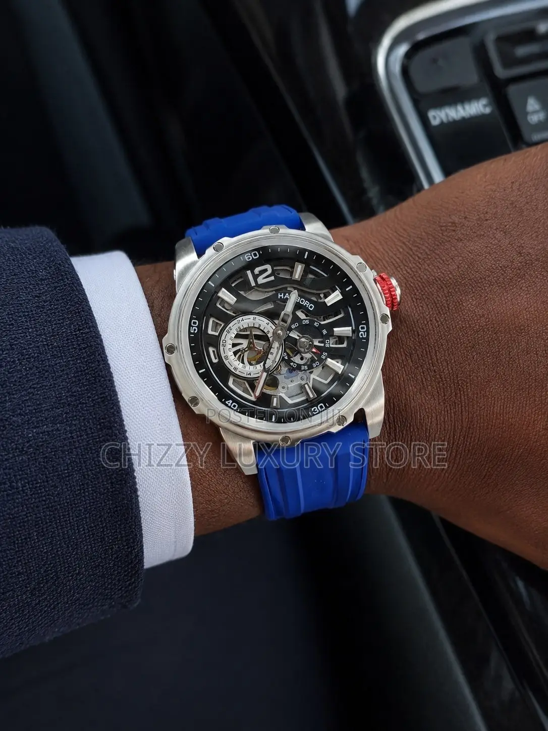 Hanboro Authentic Quality Luxur Chronograph Rubber Strap Wristwatch