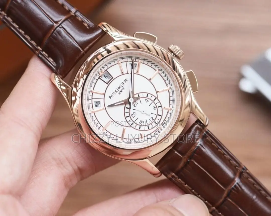 Patek Philippe Quality Luxury Men Genuine Leather Wristwatch