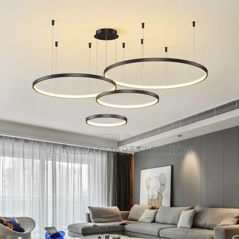 Minimalist Modern Led Chandelier Home Lighting Brushed Rings Ceiling