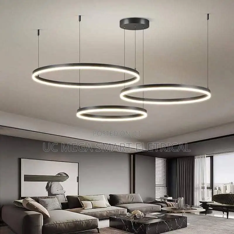 Modern Led Living Room Chandelier White/Gold Ring Ceiling Light
