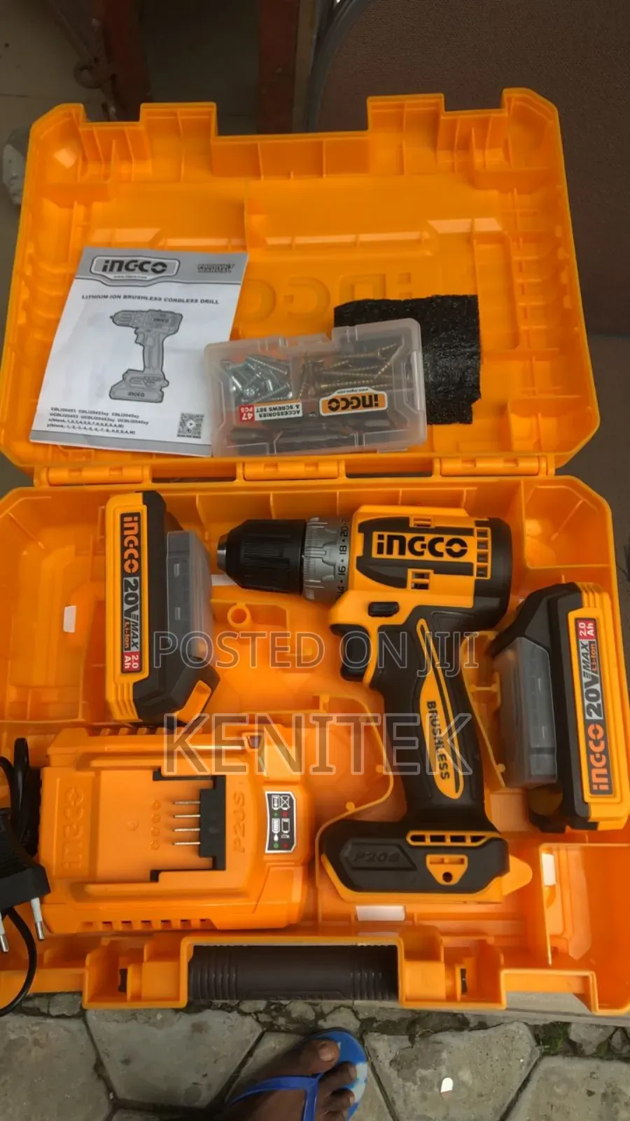 Ingco Lithium-Ion Brushless Cordless Drill Kit
