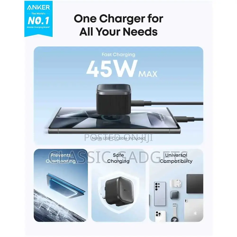 Anker Nano Charger (45w) Compact Usb-C Fast Adapter
