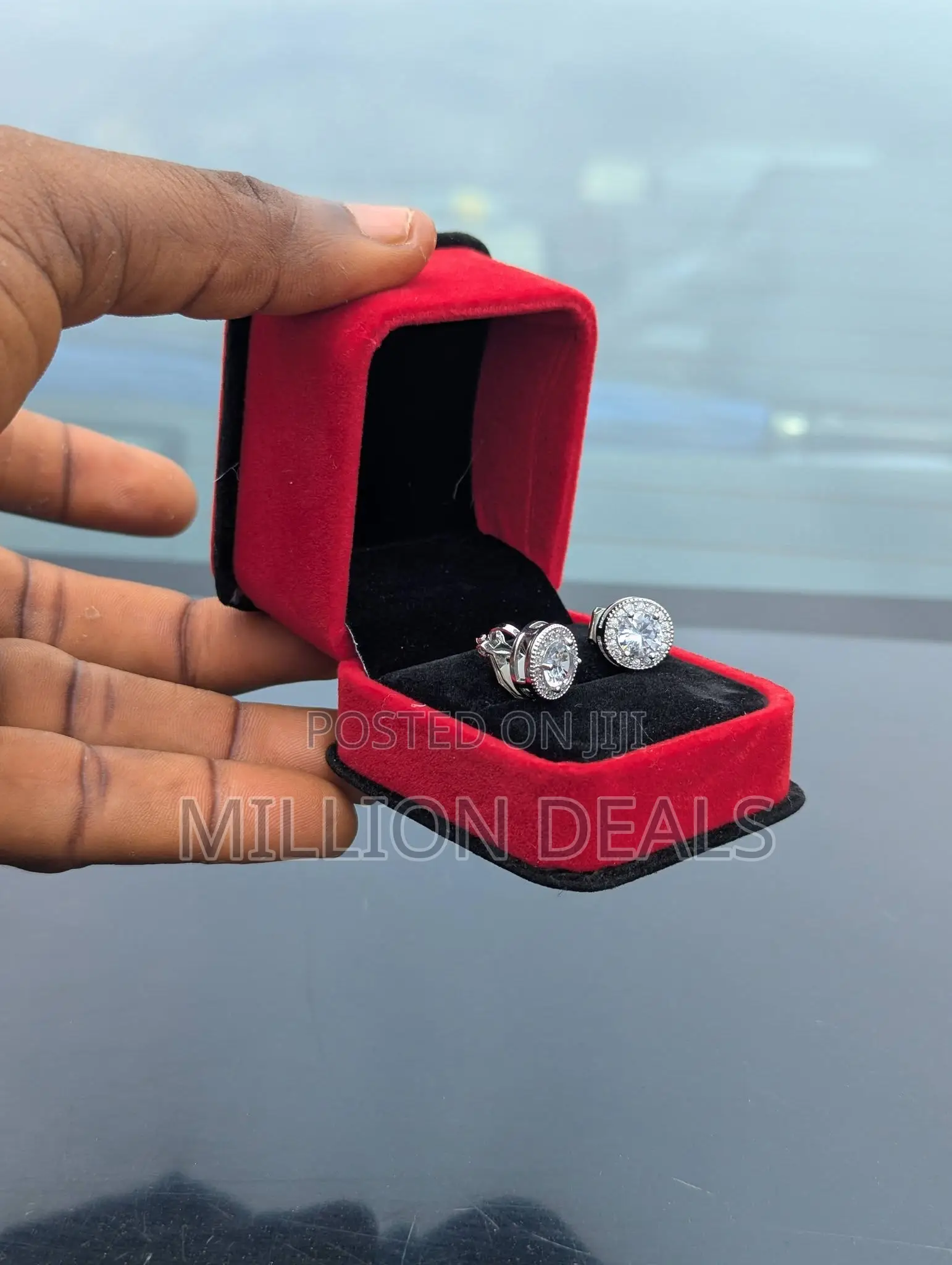 Dotted Iced Silver Men's Earring