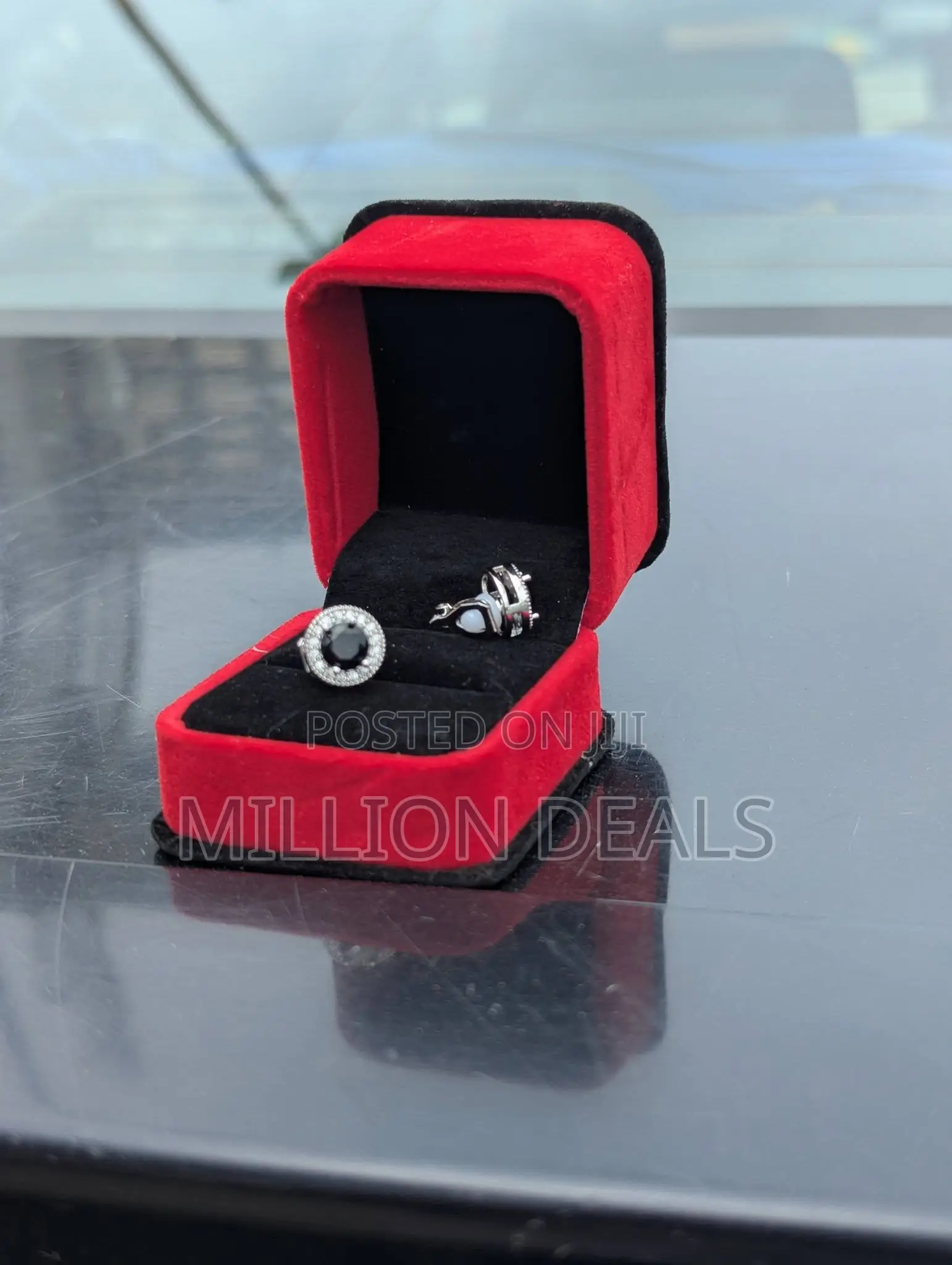 Silver Black Iced Men's Magnetic Earrings