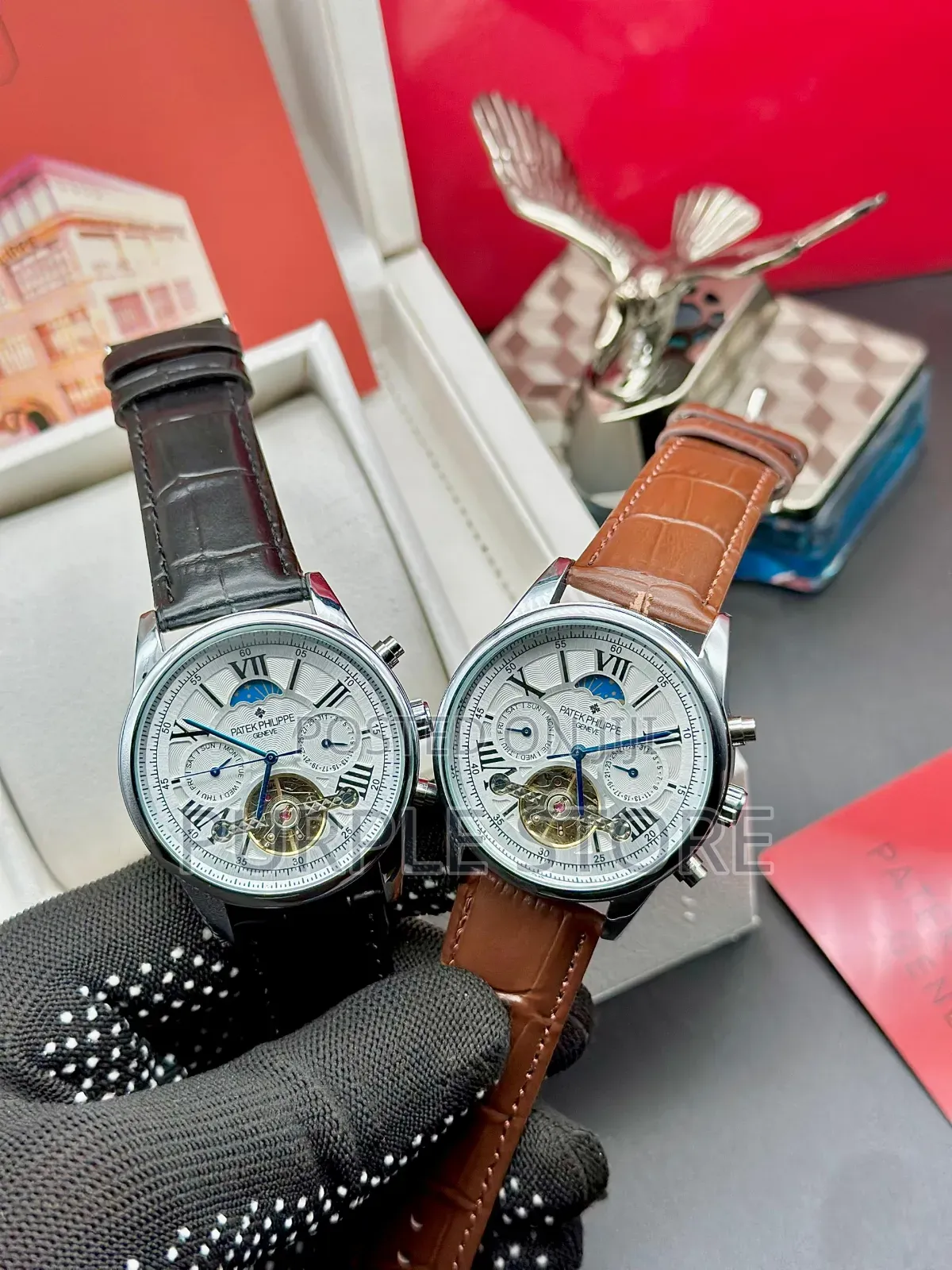 Patek Philippe Automatic Mechanical Movement Chronograph Leather Watch