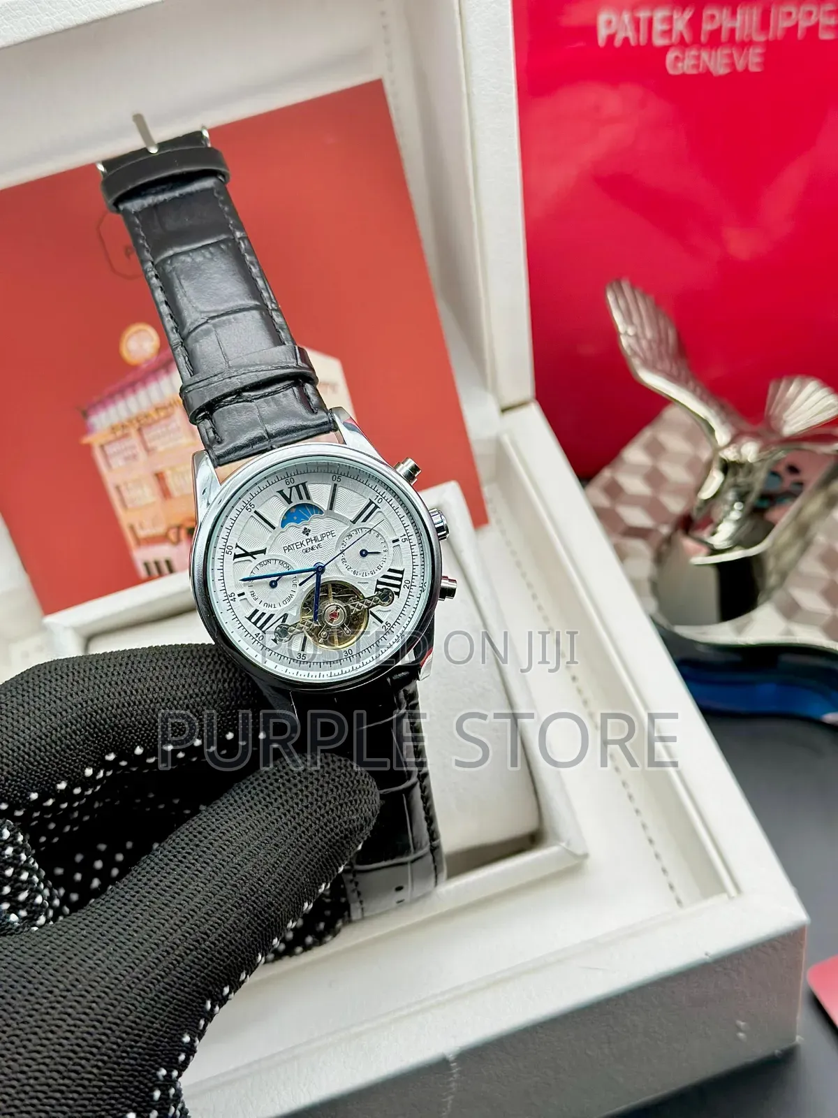Patek Philippe Automatic Mechanical Movement Chronograph Leather Watch