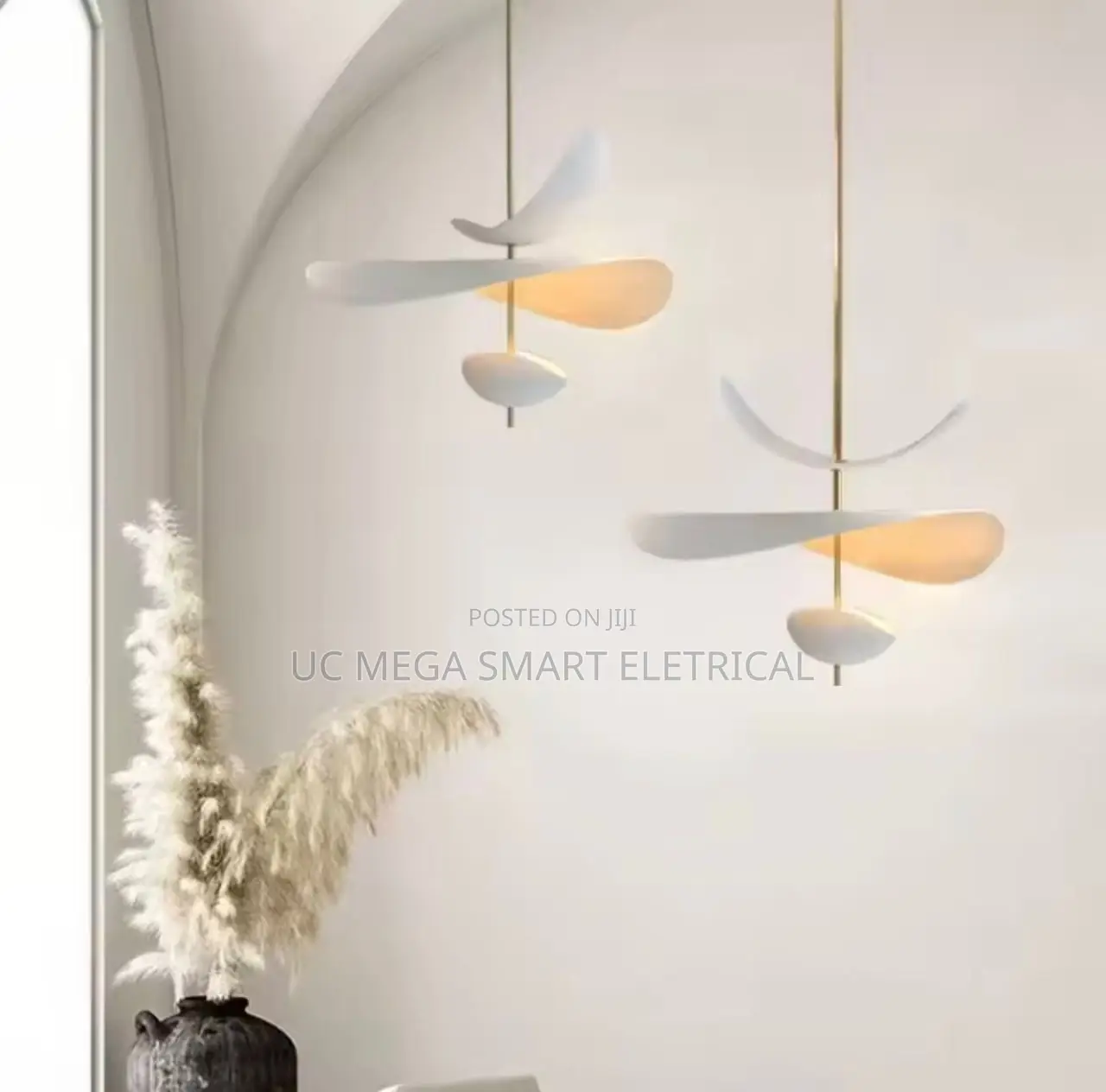 French Style Minimalist White Led Curved Lampshade Pendant Light