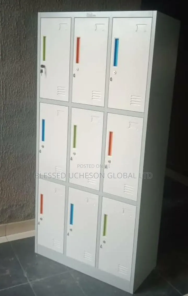 Colorful Handle 9 Door Workers Locker With Key and Padlock
