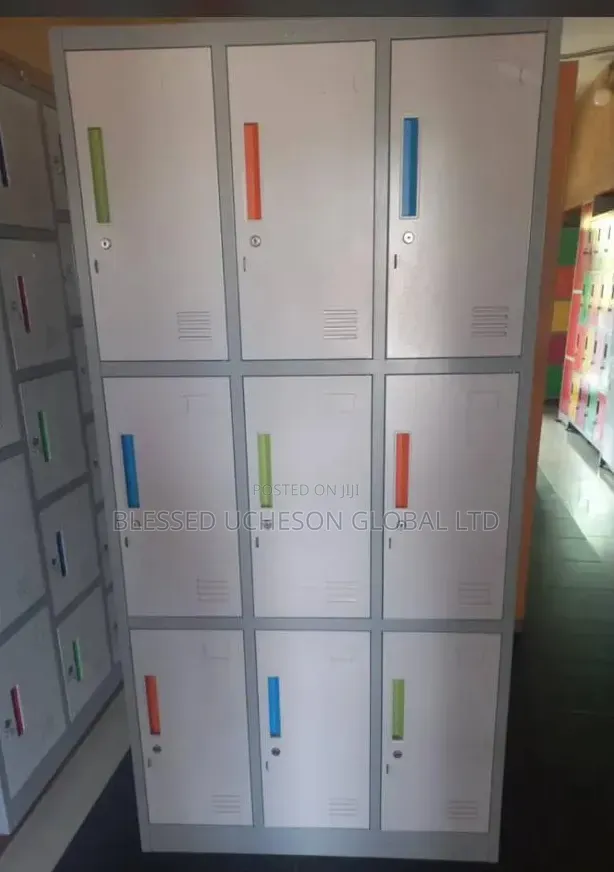 Colorful Handle 9 Door Workers Locker With Key and Padlock