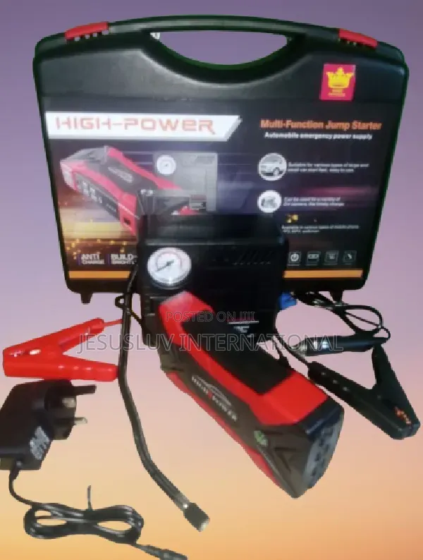 Cordless Jump Starter Compressor Pump With Led Light, 4 Usb Port