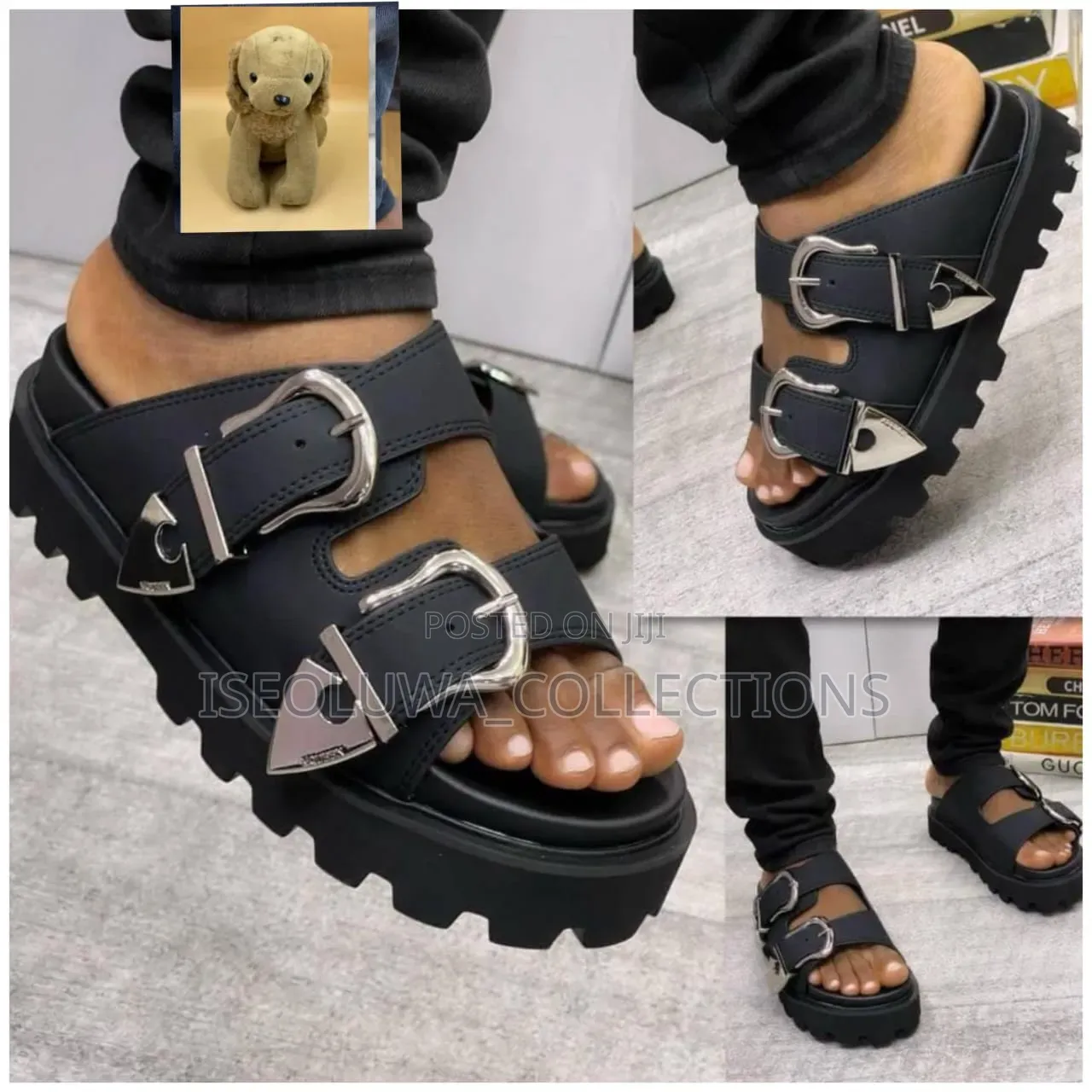 Luxury Double-Buckle Slide Sandals for Men.