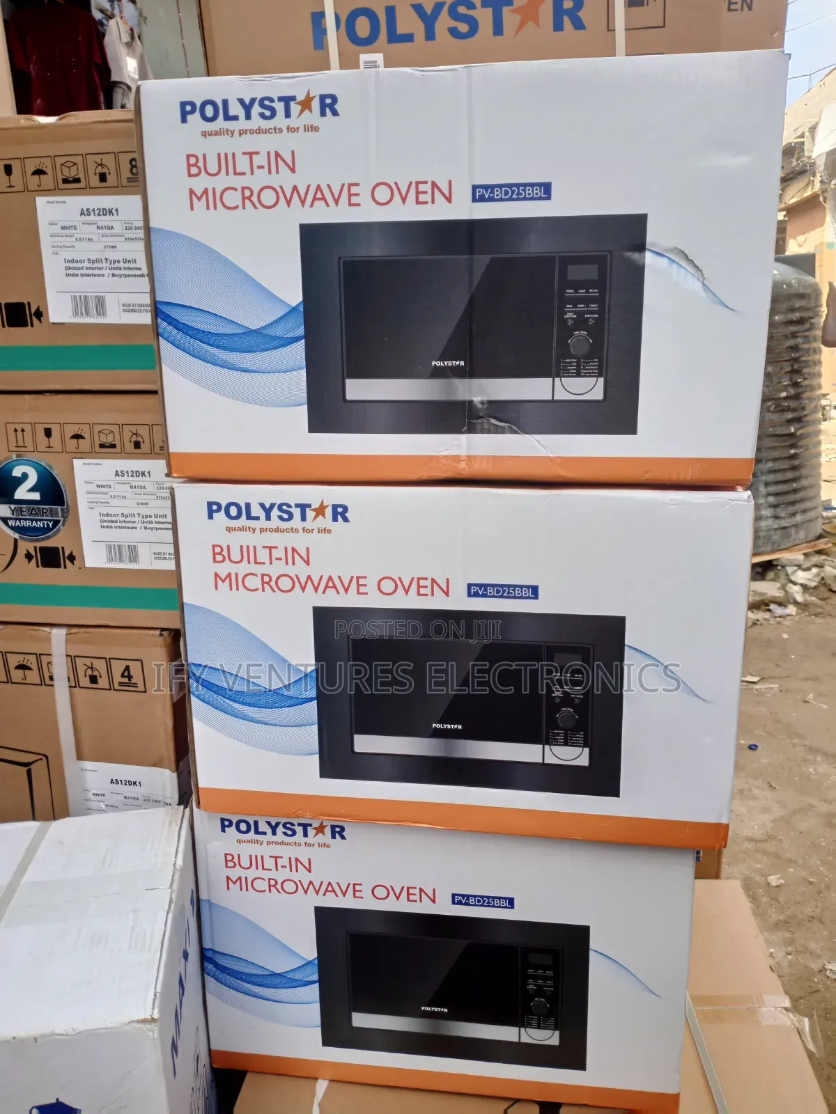 25 Liters Polystar Built-in Microwave, Black Color With 2 Yrs Warranty