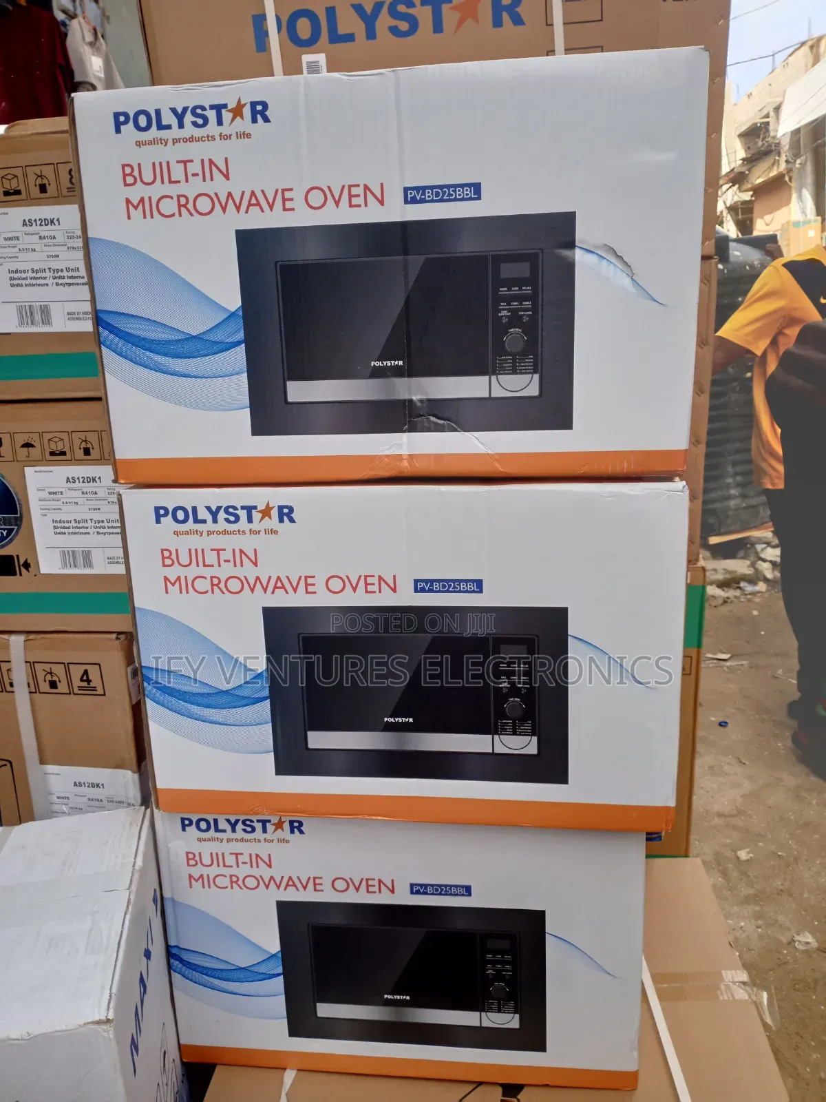 25 Liters Polystar Built-in Microwave, Black Color With 2 Yrs Warranty