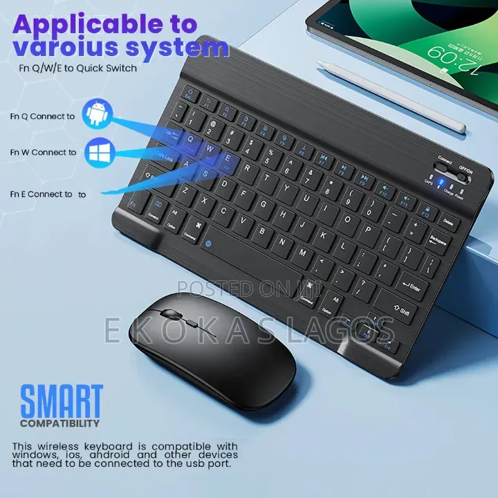 Wireless Keyboard + Mouse Compatible With Phones iPad Computer