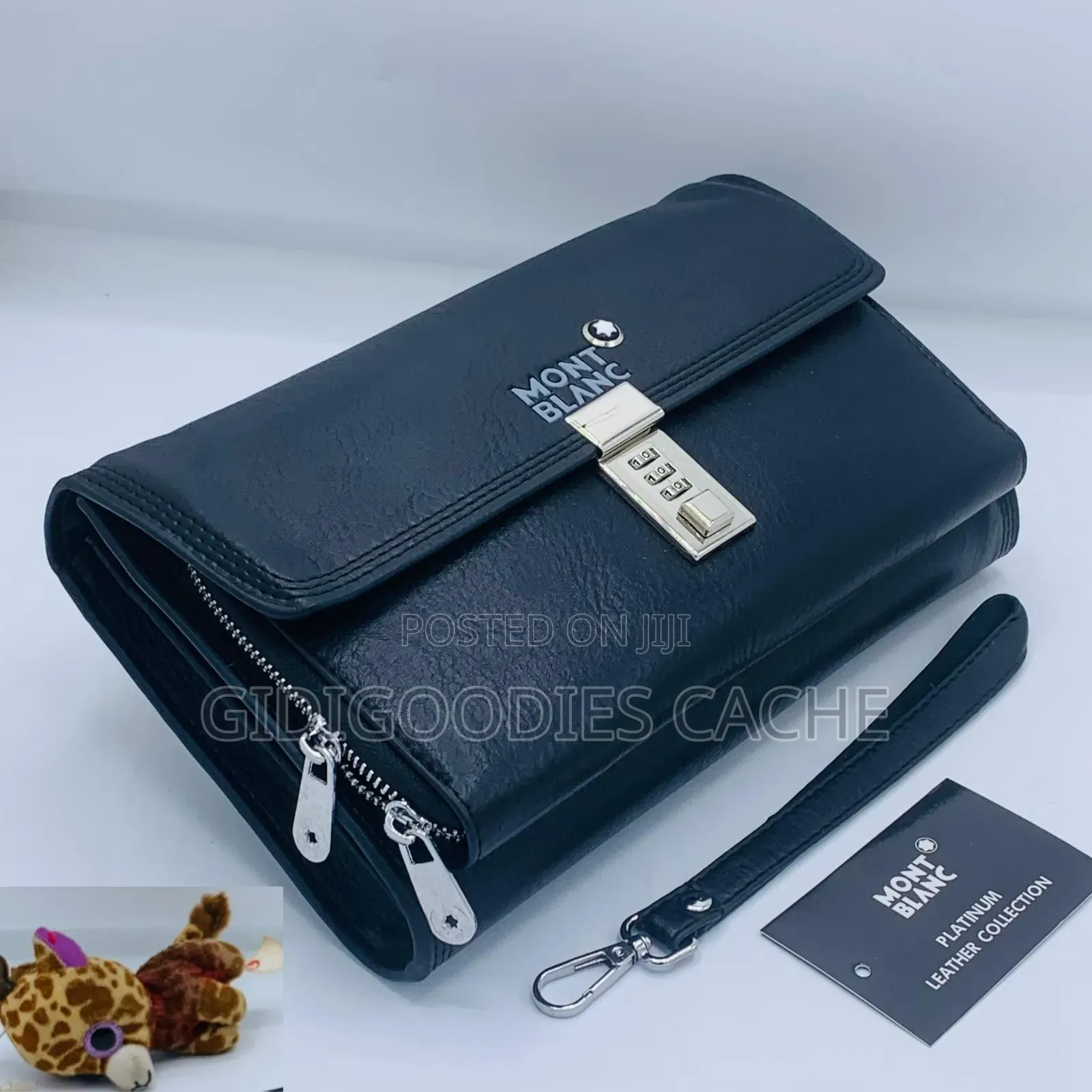 Black Leather Clutch Wallet With Combination Lock