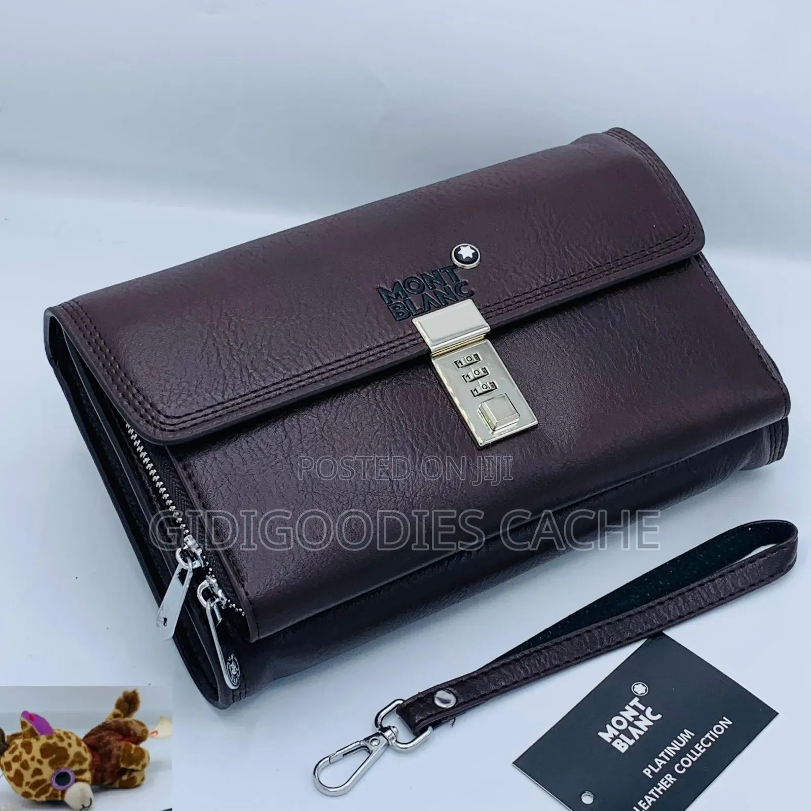 Black Leather Clutch Wallet With Combination Lock