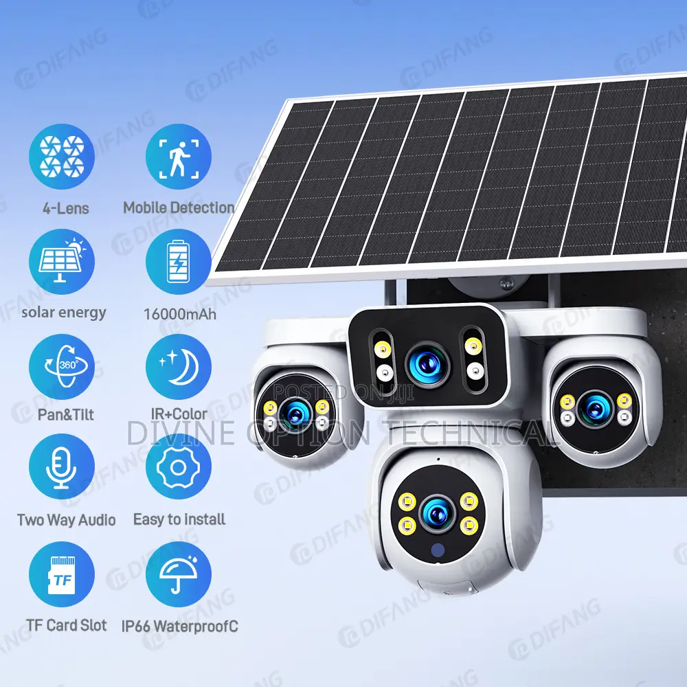 4 Lens Solar CCTV Camera With Aov Technology